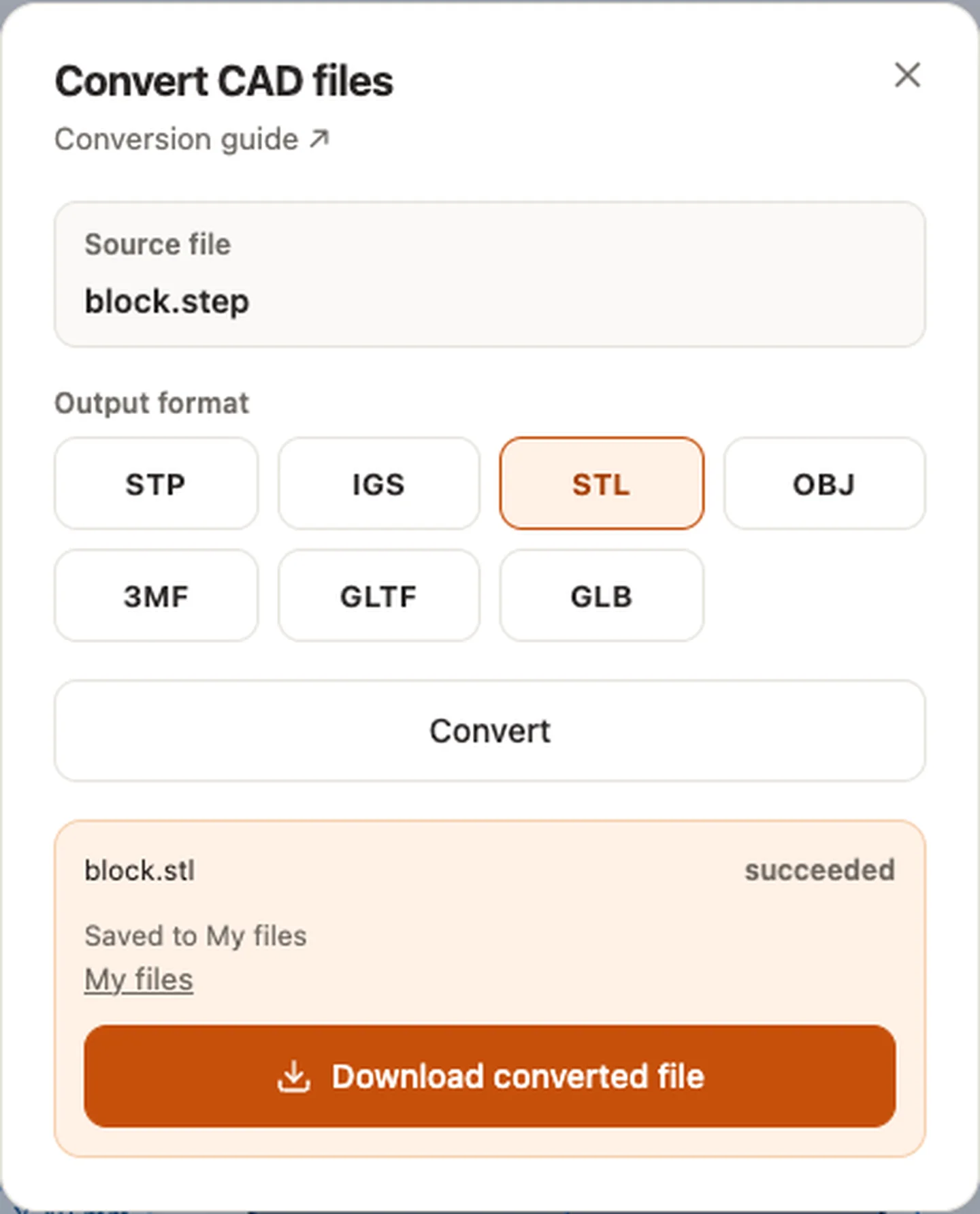 Convert CAD files — block.step